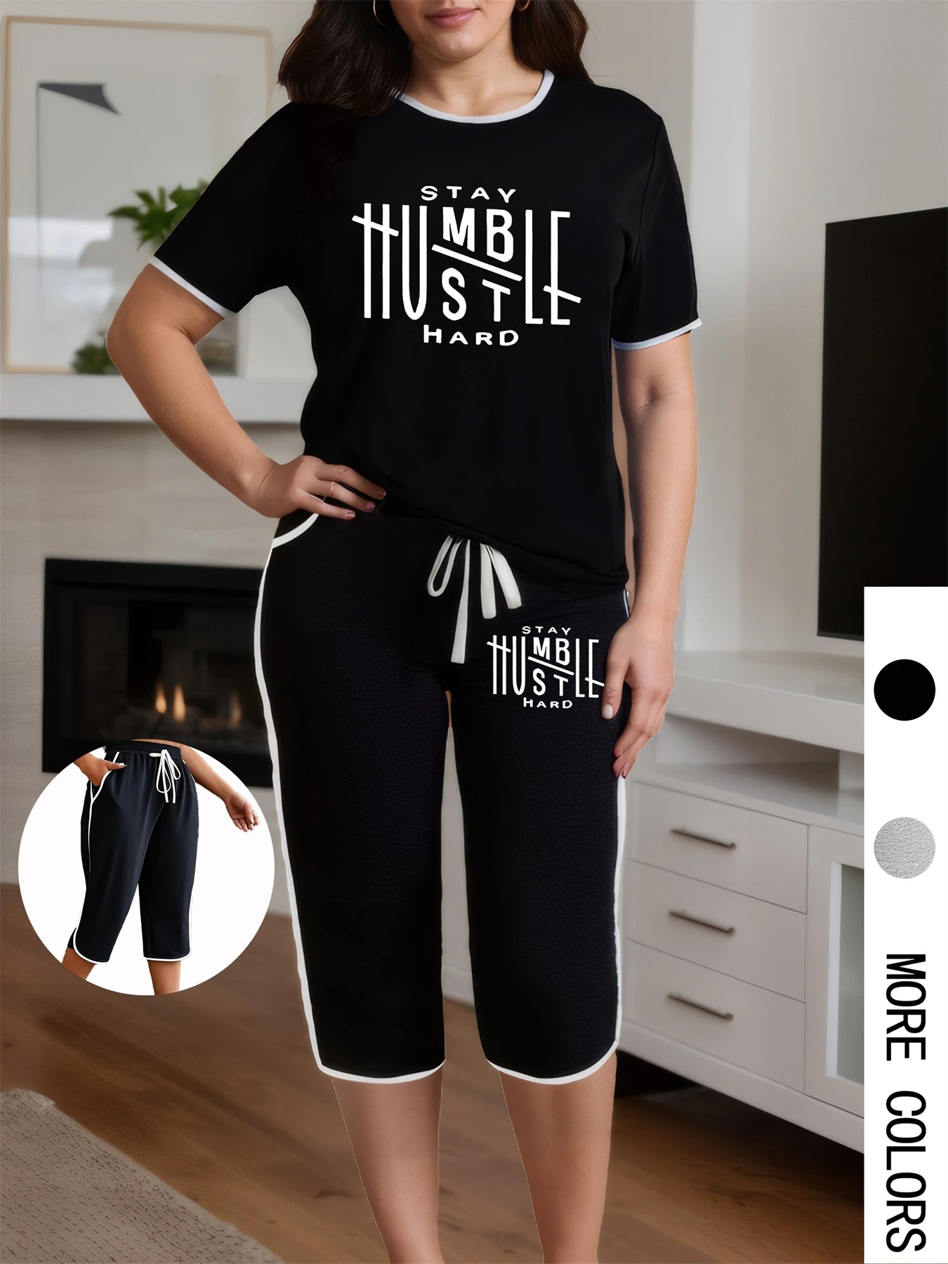 Plus Size Women Two Piece Set Letter Print Short Sleeve T-shirt Capri Pants Summer Suits Oversize Chic 2 Piece Outfits
Plus Size Women Two Piece Set Letter Print Short Sleeve T-shirt Capri Pants Summer Suits Oversize Chic 2 Piece Outfits