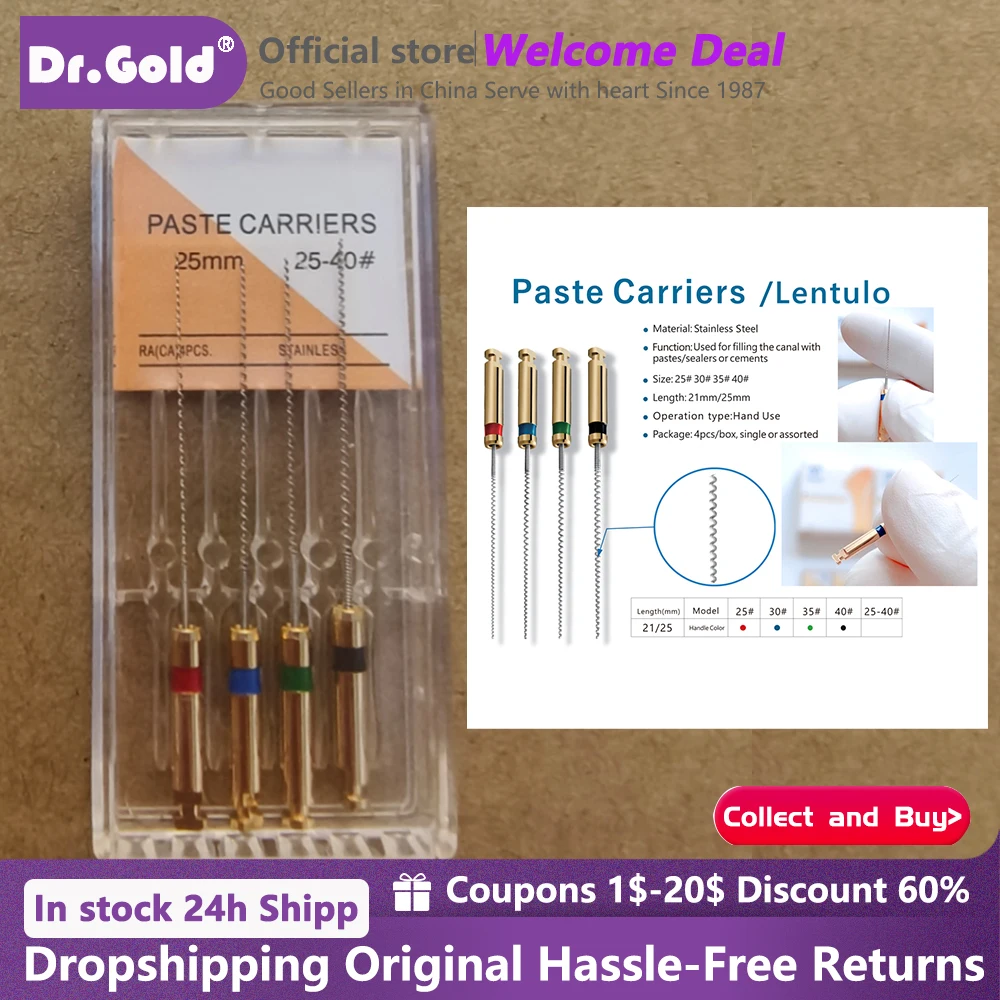 4pcs/Box 21/25mm Dental Lentulo Paste Carriers Endodontic Reamers Drill Burs Endo Files Dentist Materials Instrument endomotor
4pcs/Box 21/25mm Dental Lentulo Paste Carriers Endodontic Reamers Drill Burs Endo Files Dentist Materials Instrument endomotor