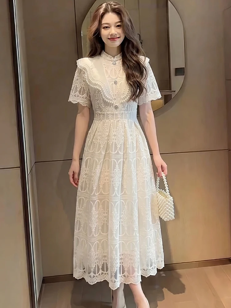 Women Elegant Dresses for Official Occasions Summer White Lace Embroidery Jacqaurd Luxury Dress 2026 Korean Bodycon Party Dress
Women Elegant Dresses for Official Occasions Summer White Lace Embroidery Jacqaurd Luxury Dress 2026 Korean Bodycon Party Dress