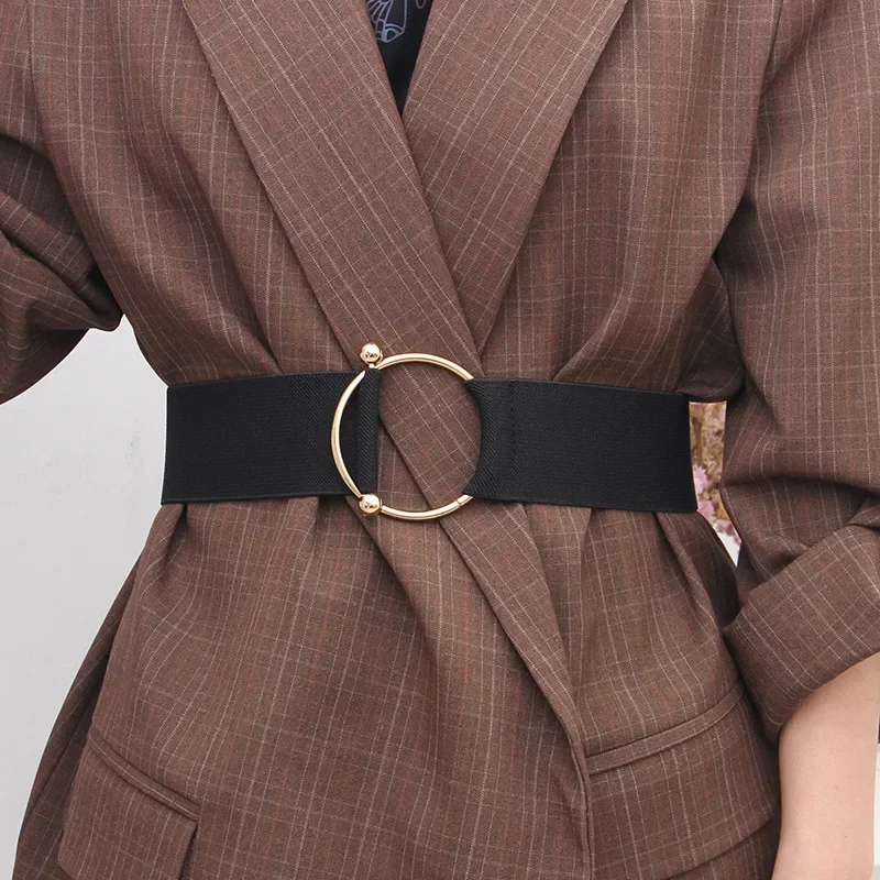 Simple Elastic Waistband Wide Dress Versatile Waist Band Women's Waistband Black Round Buckle Decoration Coat Sweater Closure
Simple Elastic Waistband Wide Dress Versatile Waist Band Women's Waistband Black Round Buckle Decoration Coat Sweater Closure