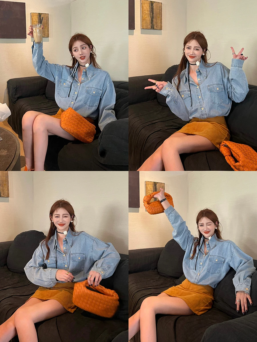 Injune Dr Soft Fufu Denim irt Versatile Faionable Korean Sle Long Sve Cotton Pure Color Commute Wind Spring Summe...
Injune Dr Soft Fufu Denim irt Versatile Faionable Korean Sle Long Sve Cotton Pure Color Commute Wind Spring Summe...