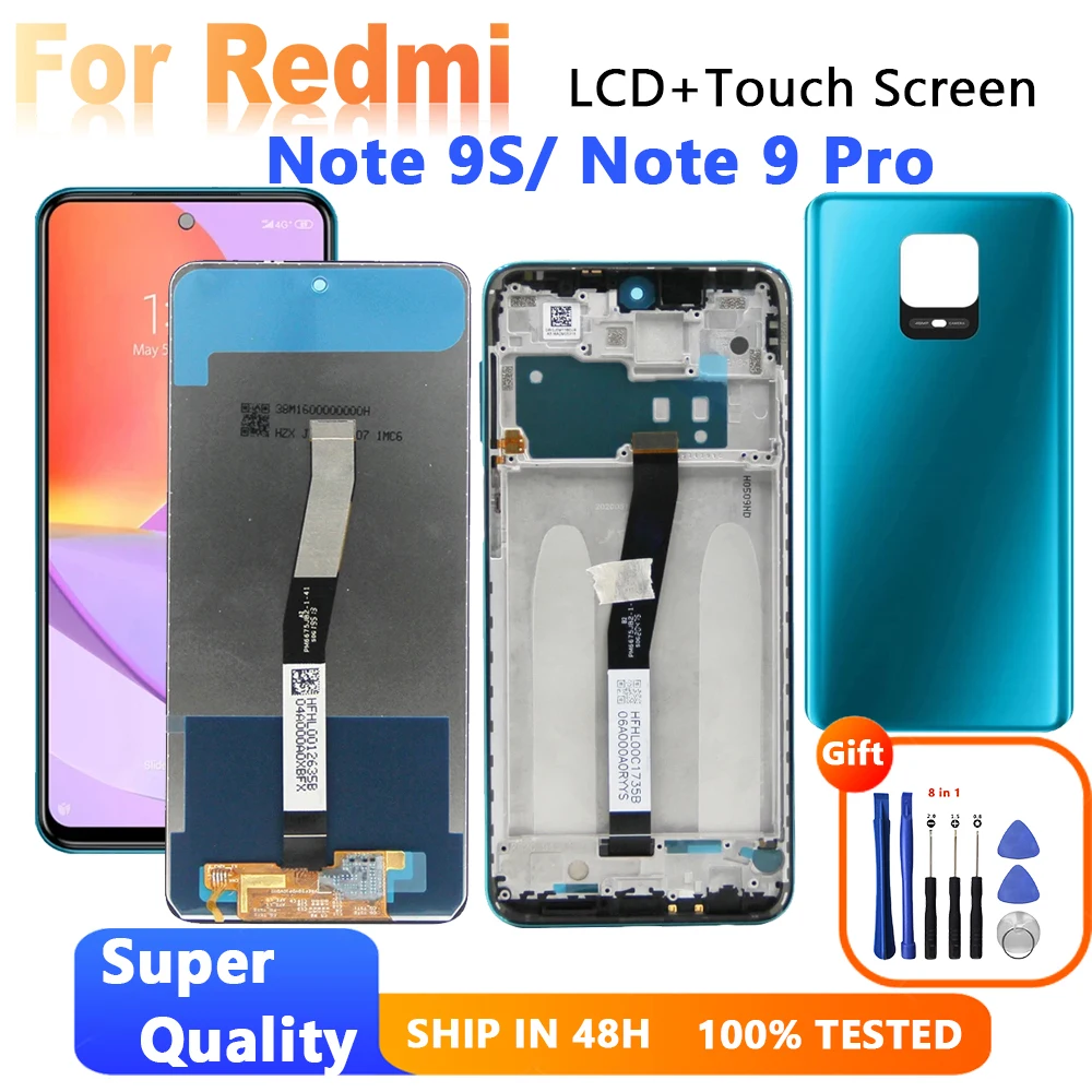 ЖК-дисплей с рамкой для Xiaomi Redmi Note 9S M2003J6A1G, цифровой сенсорный экран с рамкой для Redmi Note 9 Pro, сменный экран дисплея
ЖК-дисплей с рамкой для Xiaomi Redmi Note 9S M2003J6A1G, цифровой сенсорный экран с рамкой для Redmi Note 9 Pro, сменный экран дисплея