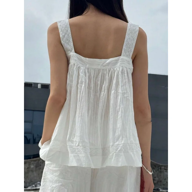 Women Summer Lace Trim Top Casual Sleeveless Button Down Vest Top Loose Babydoll Blouse
Women Summer Lace Trim Top Casual Sleeveless Button Down Vest Top Loose Babydoll Blouse