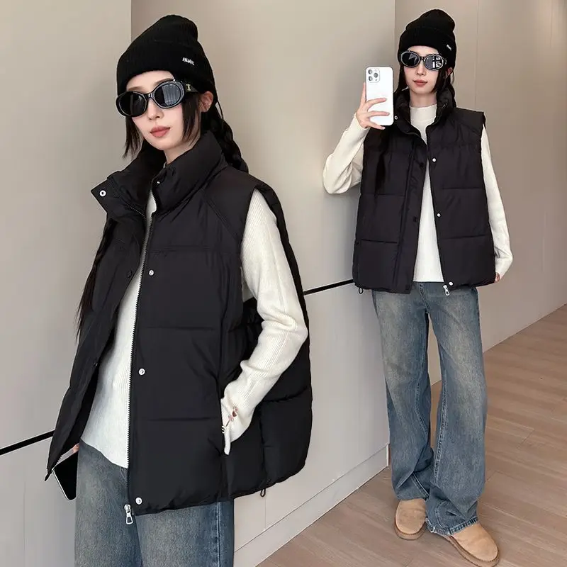 2025 New Korean Vest Jackets Autumn Winter Women's Down Cotton Padded Vest Jacket Stand Collar Sleeveless Waistcoat Student Tops
2025 New Korean Vest Jackets Autumn Winter Women's Down Cotton Padded Vest Jacket Stand Collar Sleeveless Waistcoat Student Tops