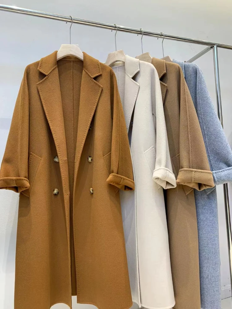 New Handmade Double-sided Cashmere Coat Women Long Fashion Lapel Lace-up Wool Warm Jacket Female Tide Autumn Winter Outerwear
New Handmade Double-sided Cashmere Coat Women Long Fashion Lapel Lace-up Wool Warm Jacket Female Tide Autumn Winter Outerwear