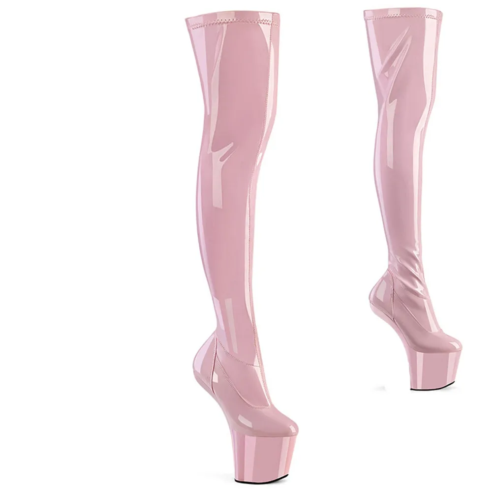 20cm high pole dancing heels, 8 "sexy patent leather heelless waterproof platform model catwalk over-the-knee boots
20cm high pole dancing heels, 8 "sexy patent leather heelless waterproof platform model catwalk over-the-knee boots
