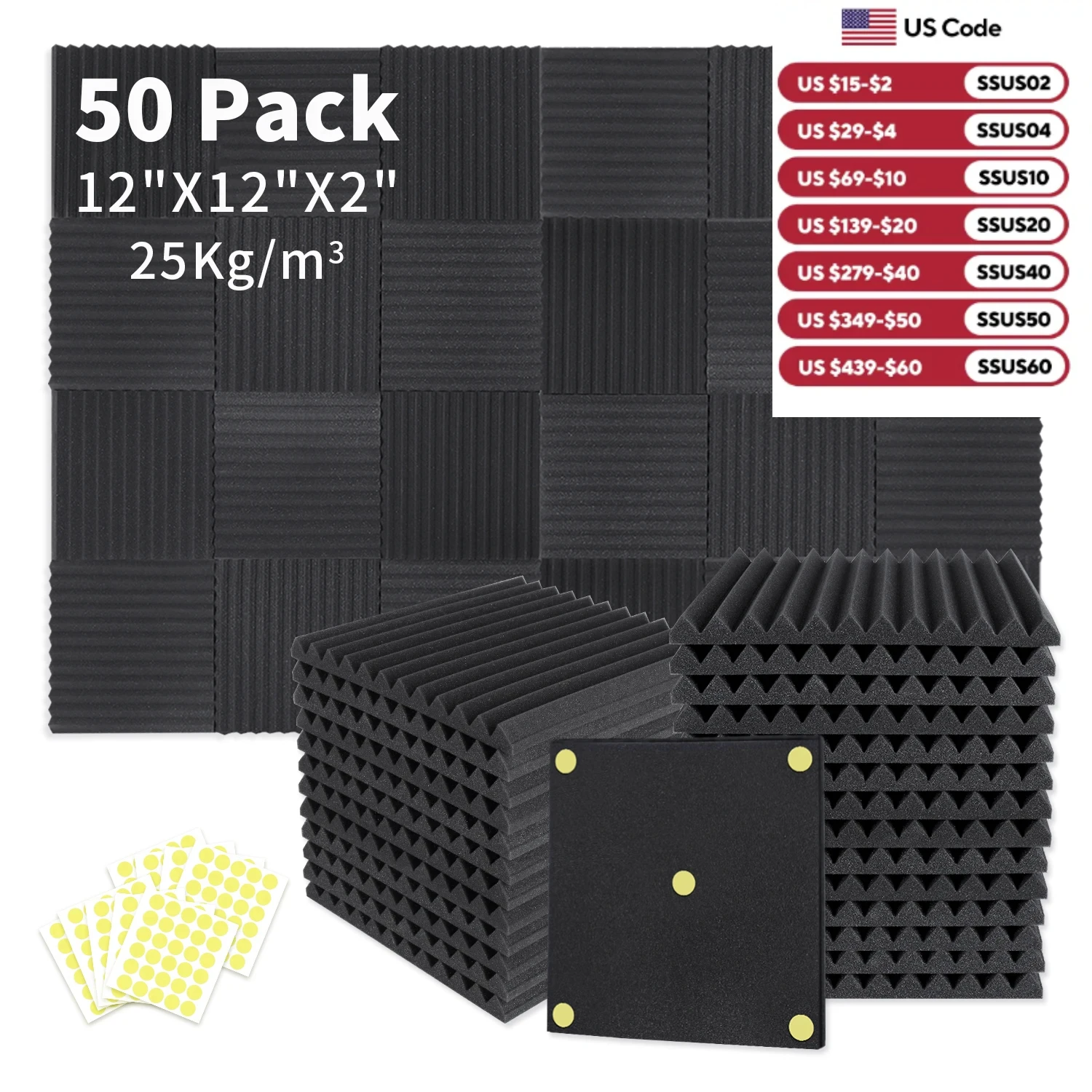 50 Pack Acoustic Foam Panels 1" x 12" x 12" Sound Proof Foam Panles High Desnsity and Fire Resistant Soundproof Panels for Home
50 Pack Acoustic Foam Panels 1" x 12" x 12" Sound Proof Foam Panles High Desnsity and Fire Resistant Soundproof Panels for Home