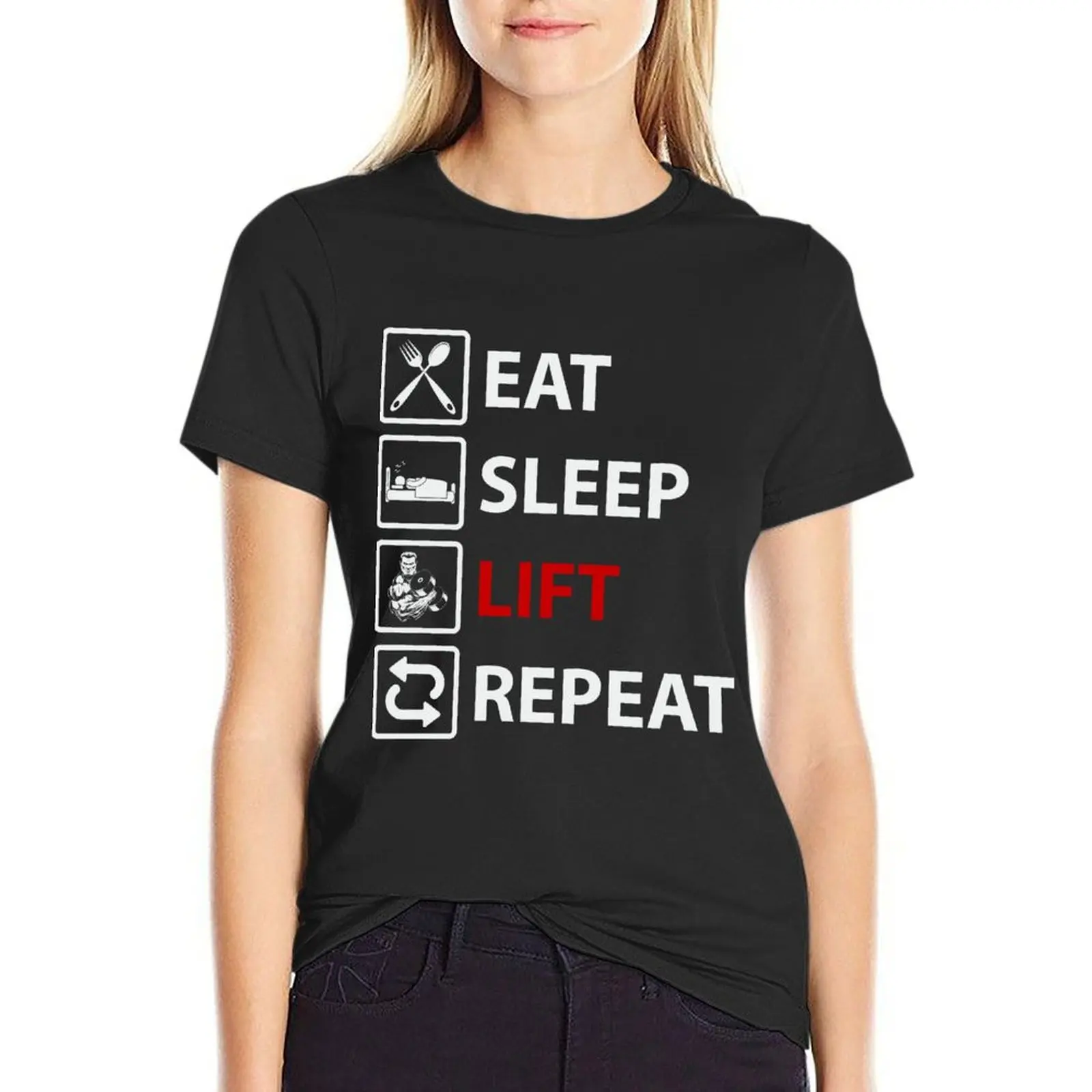 Eat sleep lift repeat T-shirt oversized cute tops summer clothes t shirts for Women
Eat sleep lift repeat T-shirt oversized cute tops summer clothes t shirts for Women