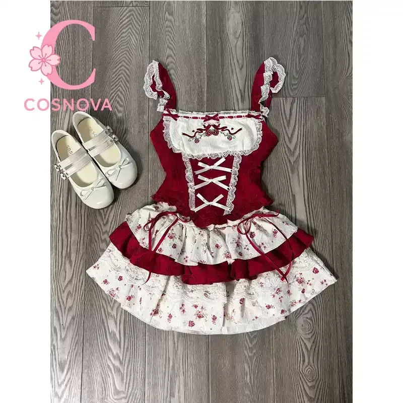 Sexy Floral Bow Lace Lolita 2 piece Set Cami Top Puffy Cake Skirt Summer Sweet Princess Outfit for Party Date Kawaii Corset Mini
Sexy Floral Bow Lace Lolita 2 piece Set Cami Top Puffy Cake Skirt Summer Sweet Princess Outfit for Party Date Kawaii Corset Mini