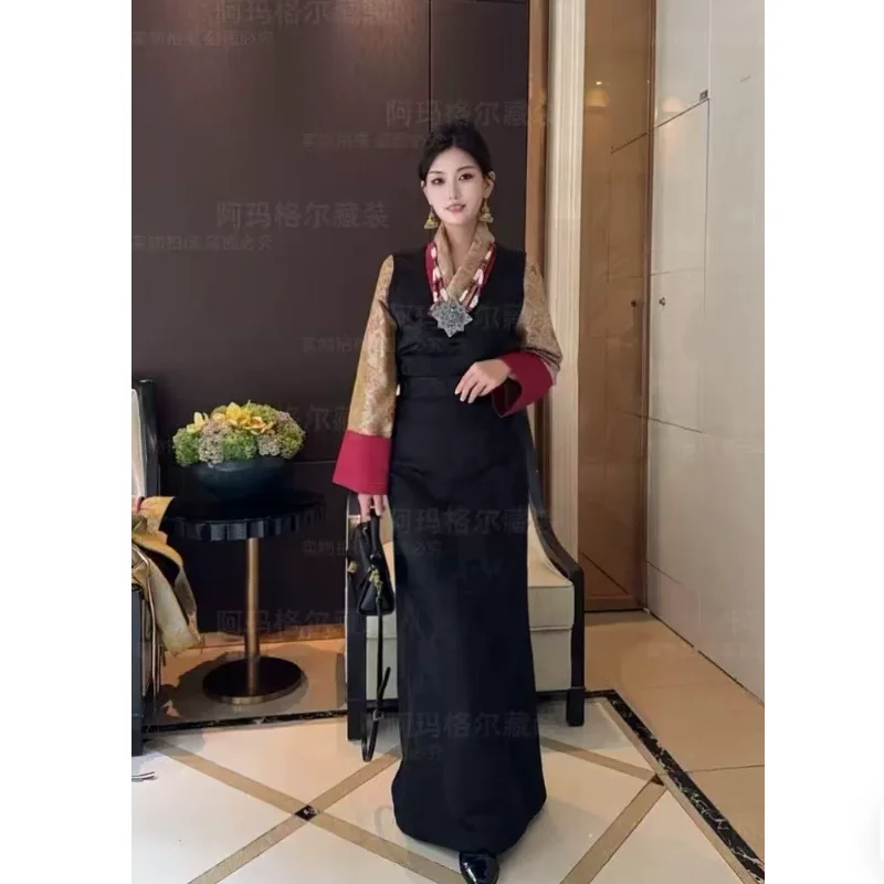 Chinese Patchwork Sleeve Dress Women's Retro Xizang Dress Bola Dress
Chinese Patchwork Sleeve Dress Women's Retro Xizang Dress Bola Dress