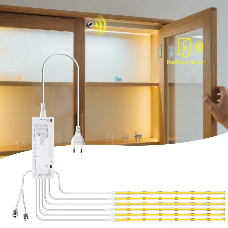 Smart Double Door Sensor Control COB LED Strip Light 12V Under Cabinet Backlight Lights For DIY Locker Display Case Book Shelf
Smart Double Door Sensor Control COB LED Strip Light 12V Under Cabinet Backlight Lights For DIY Locker Display Case Book Shelf