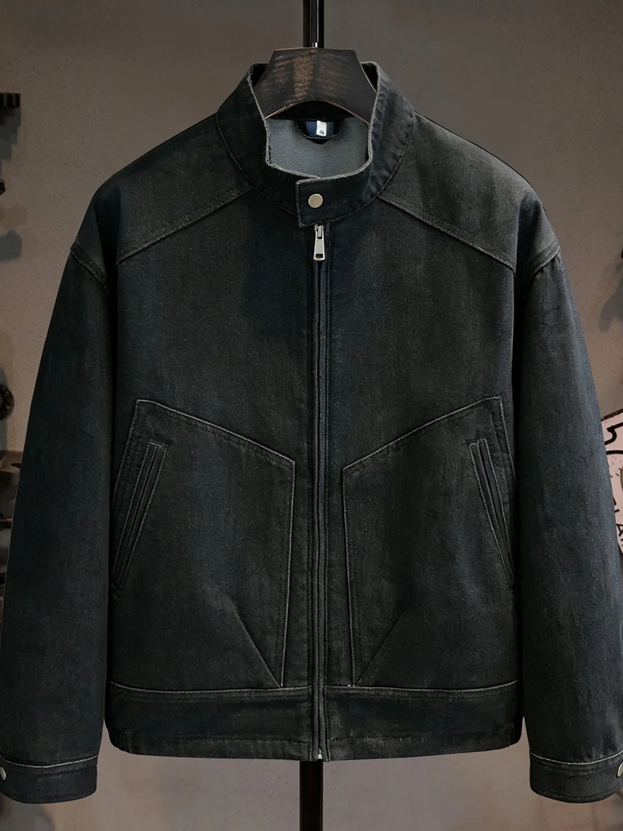 Модная черная джинсовая куртка с воротником-стойкой для мужчин, свободного кроя, в американском уличном стиле, из смесового хлопка и полиэстера, немнущаяся
Модная черная джинсовая куртка с воротником-стойкой для мужчин, свободного кроя, в американском уличном стиле, из смесового хлопка и полиэстера, немнущаяся