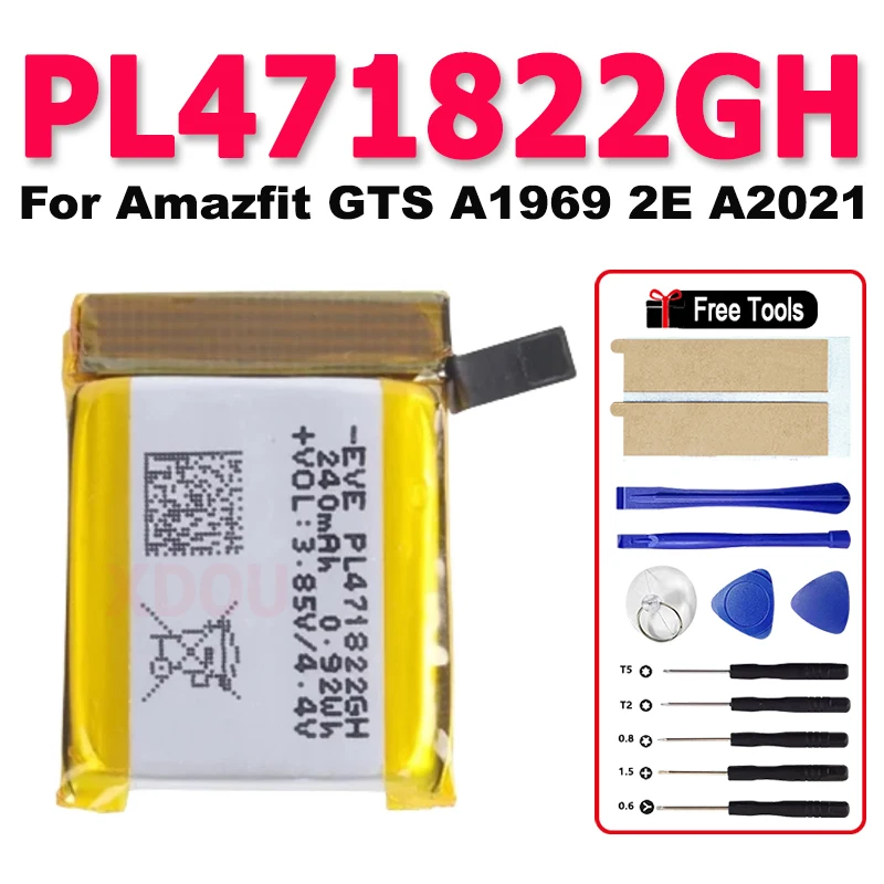 Аккумулятор 240 мАч PL471822GH для Amazfit GTS A1969 2E A2021, умные спортивные часы + бесплатные инструменты
Аккумулятор 240 мАч PL471822GH для Amazfit GTS A1969 2E A2021, умные спортивные часы + бесплатные инструменты