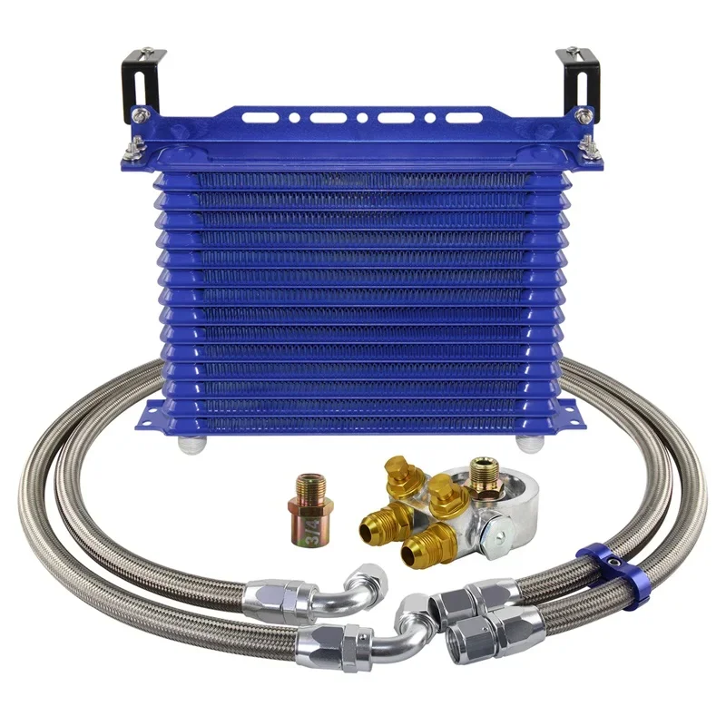 15 Row AN10 Oil Cooler Kit Universal Thermostat Filter Adaptor Engine Racing For Car/Truck+Bracket Hose Kit Blue / Black
15 Row AN10 Oil Cooler Kit Universal Thermostat Filter Adaptor Engine Racing For Car/Truck+Bracket Hose Kit Blue / Black