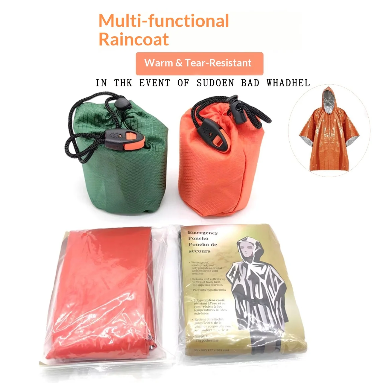 Outdoor Portable First Aid Raincoat, Lightweight Waterproof Emergency Rainwear for Camping Hiking
Outdoor Portable First Aid Raincoat, Lightweight Waterproof Emergency Rainwear for Camping Hiking