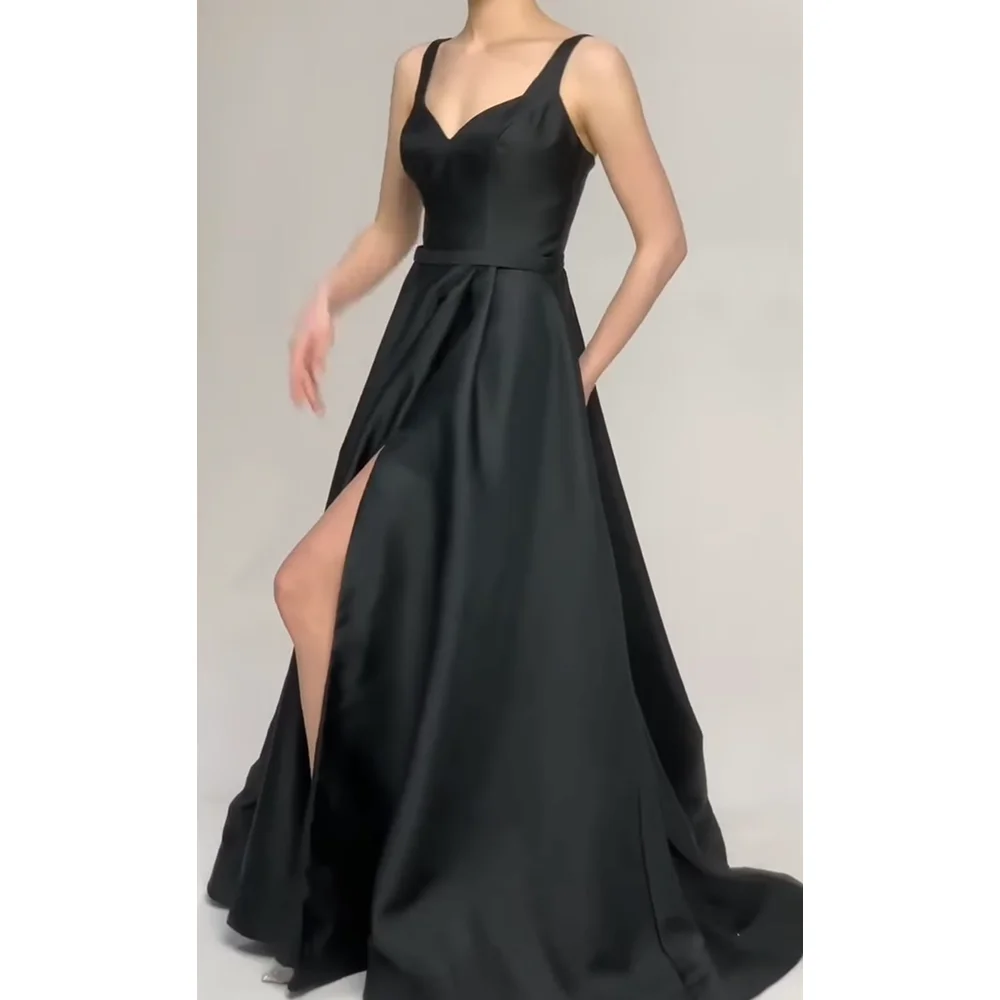 Elegant Black Satin Evening Dress with Side Pockets And Split Royal Blue Navy Purple Long Prom Dress with Sweep Train for Partie
Elegant Black Satin Evening Dress with Side Pockets And Split Royal Blue Navy Purple Long Prom Dress with Sweep Train for Partie
