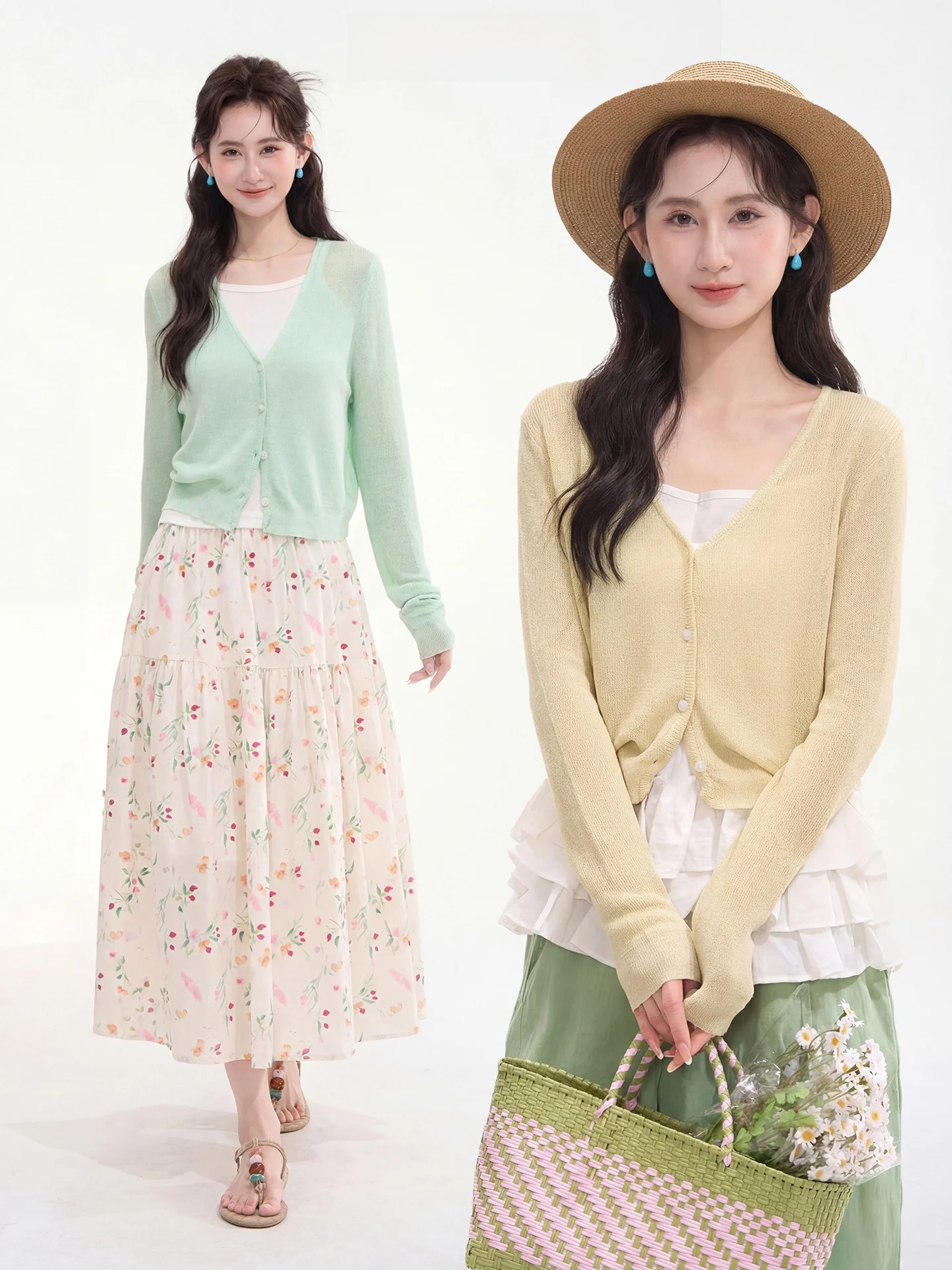 Korean Style V-Neck Long Sleeve Knitted Sweater Women's Short Open Cardigan Top Pastel Color Block Princess Style Spring Fashion
Korean Style V-Neck Long Sleeve Knitted Sweater Women's Short Open Cardigan Top Pastel Color Block Princess Style Spring Fashion