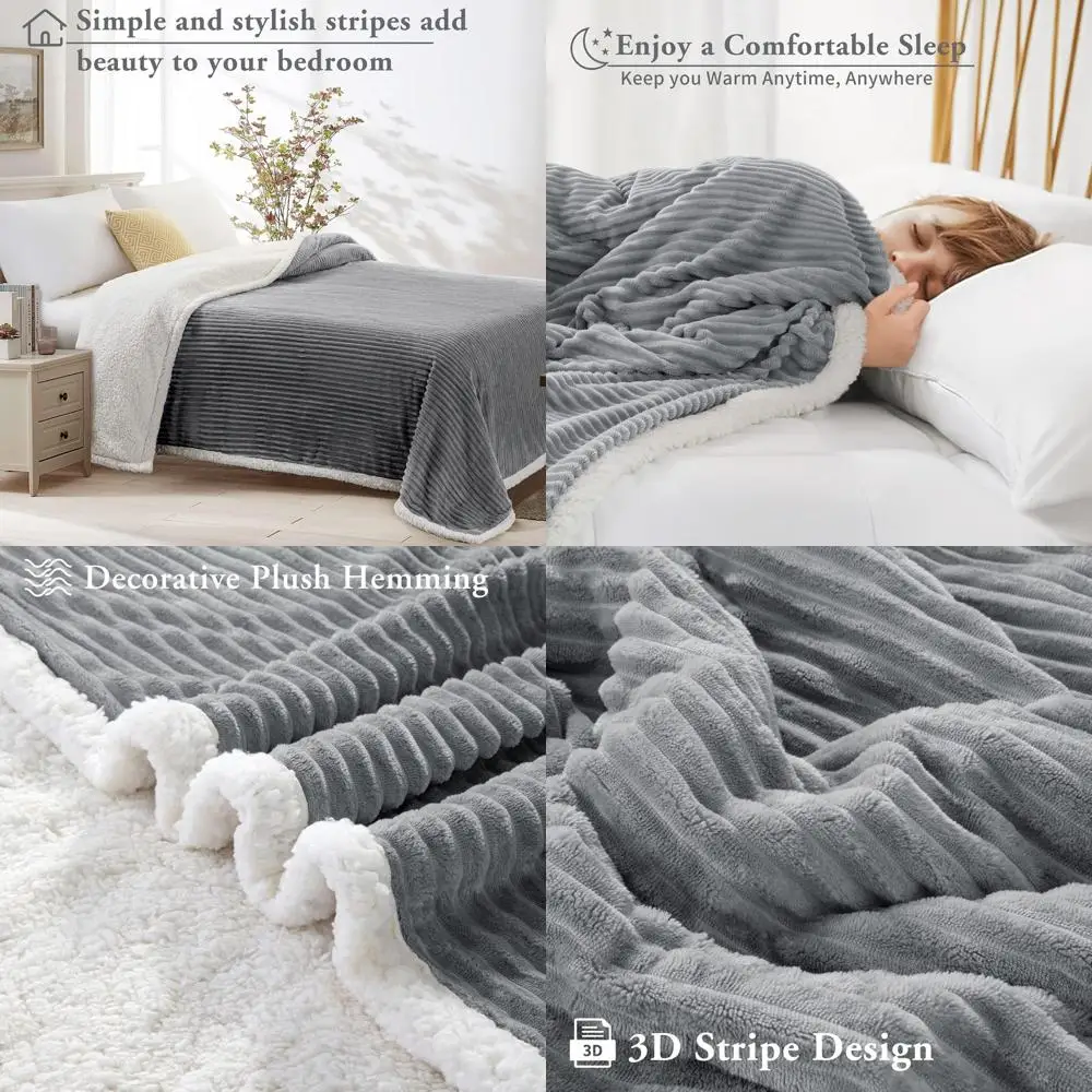 Полосатое флисовое одеяло из шерпа двойного размера, мягкое плюшевое теплое уютное пушистое бархатное двустороннее роскошное одеяло из микрофибры, серое
Полосатое флисовое одеяло из шерпа двойного размера, мягкое плюшевое теплое уютное пушистое бархатное двустороннее роскошное одеяло из микрофибры, серое