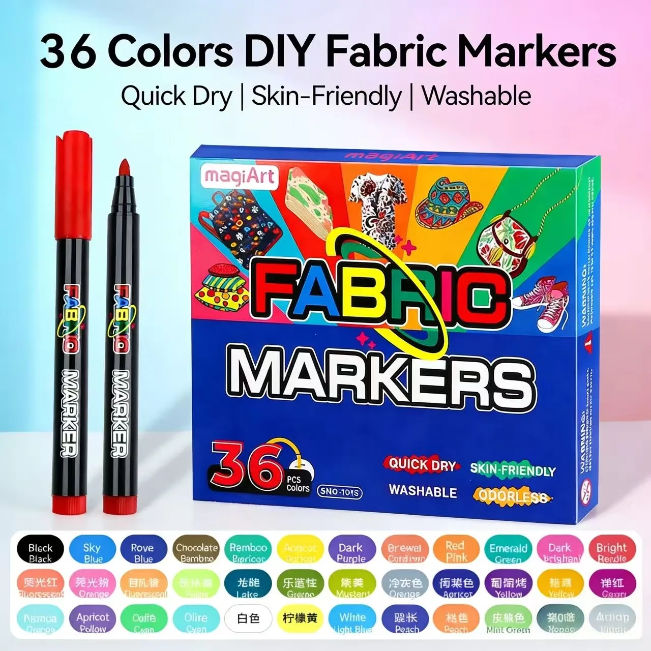 12/36 Colors Fabric Markers for Clothing, Permanent Textile Paint Pens,Washable,Fabric Paint Markers for T-Shirts, DIY Crafts
12/36 Colors Fabric Markers for Clothing, Permanent Textile Paint Pens,Washable,Fabric Paint Markers for T-Shirts, DIY Crafts