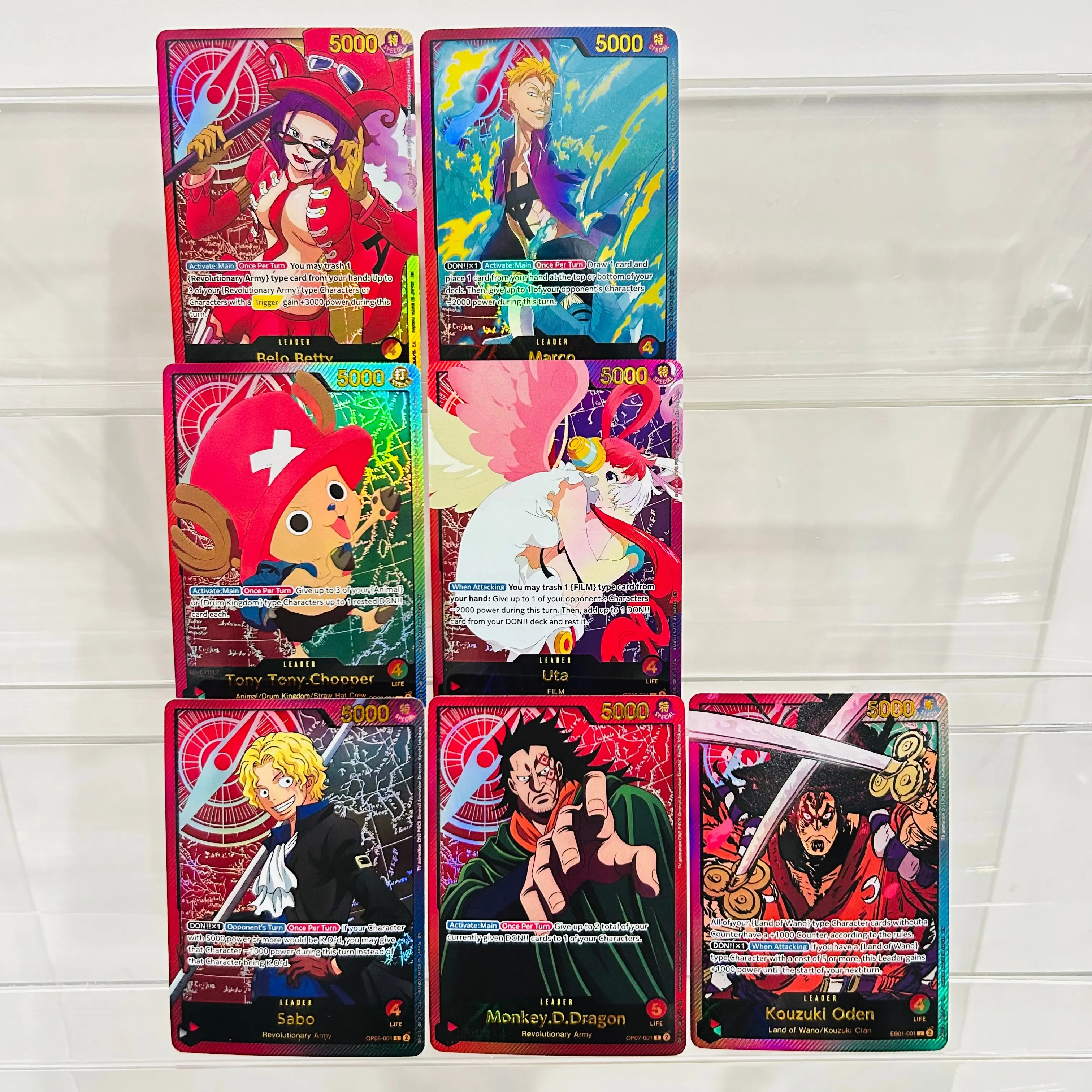One Piece 7pcs Betty Marco Chopper Uta Sabo Dragon Oden DIY Cards with Holographic Texture,Premium Anime Collection Cards
One Piece 7pcs Betty Marco Chopper Uta Sabo Dragon Oden DIY Cards with Holographic Texture,Premium Anime Collection Cards