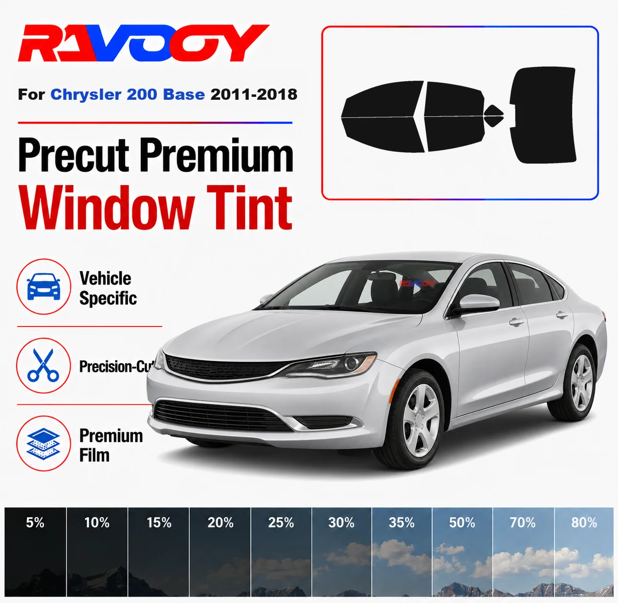 Premium Precut Window Tint Kit Front Rear Windows Rear Windshield For Chrysler 200 Base 2011-2018 Complete Set Nano Ceramic Film
Premium Precut Window Tint Kit Front Rear Windows Rear Windshield For Chrysler 200 Base 2011-2018 Complete Set Nano Ceramic Film