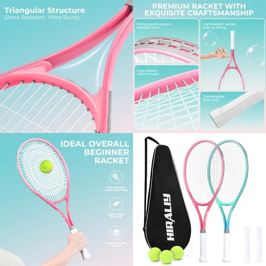 Tennis Rackets 2 Pack for Adults Beginners - 27 Inch Lightweight Aluminum Tennis Racquet Set with 3 Balls Carry Bag - Vibration
Tennis Rackets 2 Pack for Adults Beginners - 27 Inch Lightweight Aluminum Tennis Racquet Set with 3 Balls Carry Bag - Vibration