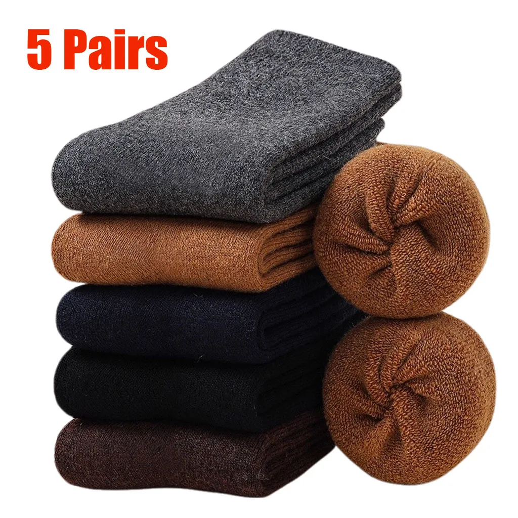 5 пар новых зимних супертолстых теплых носков, шерстяные женские носки, однотонные носки из мериносовой шерсти, мужские махровые носки от холодного снега, размер 36-42 
5 пар новых зимних супертолстых теплых носков, шерстяные женские носки, однотонные носки из мериносовой шерсти, мужские махровые носки от холодного снега, размер 36-42