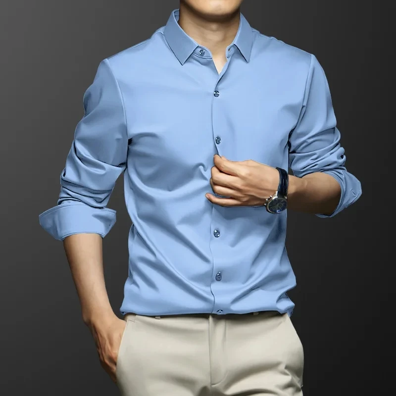 High Quality Stretch Anti-Wrinkle Men Shirts Long Sleeve Dress Shirts For Male Slim Social Business Blouse Solid Color Shirt 6XL
High Quality Stretch Anti-Wrinkle Men Shirts Long Sleeve Dress Shirts For Male Slim Social Business Blouse Solid Color Shirt 6XL