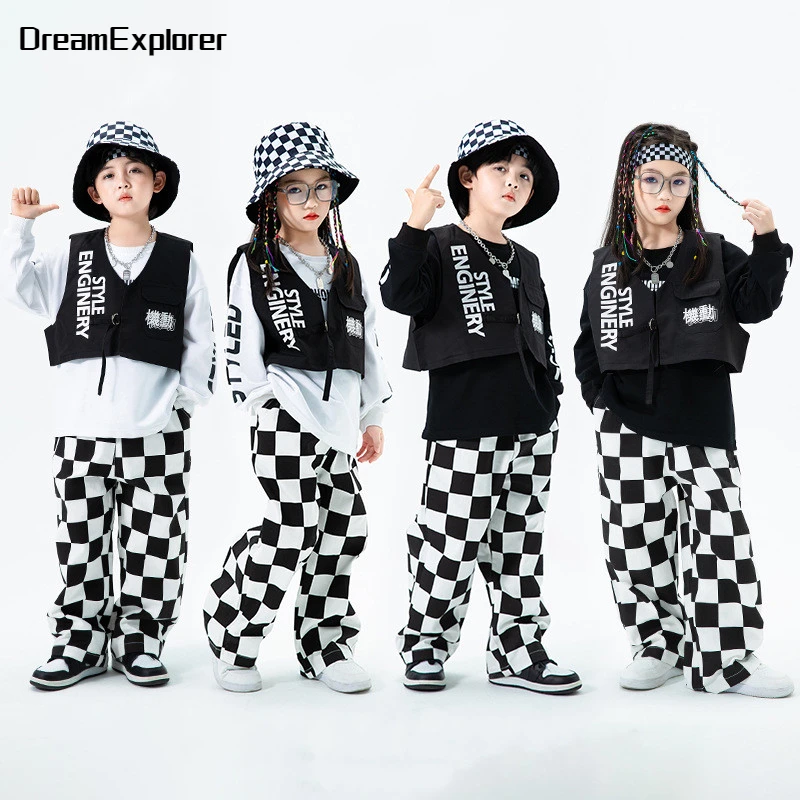 Hip Hop Boys Sweatshirt Vest Plaid Street Dance Pants Girls Sweatpants Streetwear Clothes Sets Kids Jazz Outfits Child Costumes
Hip Hop Boys Sweatshirt Vest Plaid Street Dance Pants Girls Sweatpants Streetwear Clothes Sets Kids Jazz Outfits Child Costumes