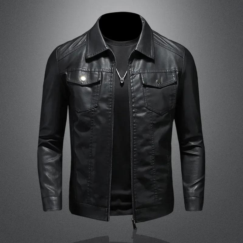 Work Clothes Men's Lapel Autumn Winter Thickened PU Leather Suit Waterproof Oversized Slim Motorcycle Riding Leather Jacket
Work Clothes Men's Lapel Autumn Winter Thickened PU Leather Suit Waterproof Oversized Slim Motorcycle Riding Leather Jacket