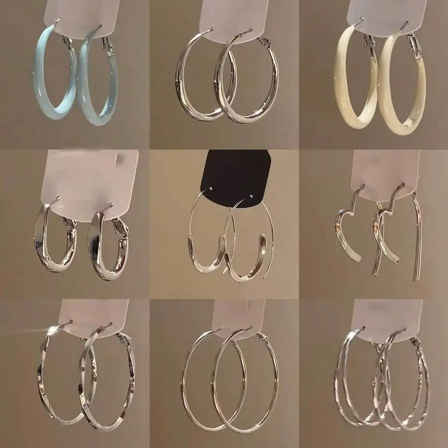 Minimalist Hoop Earrings Set Silver Toned Multiple Sizes For Everyday Wear
Minimalist Hoop Earrings Set Silver Toned Multiple Sizes For Everyday Wear