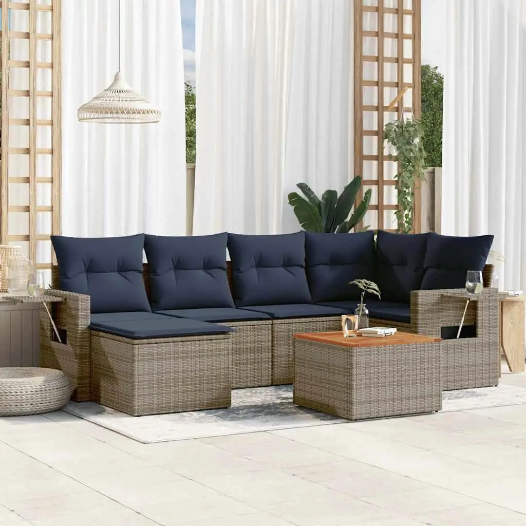 7 Piece Outdoor Patio Sofa Set Gray Rattan Furniture with Cushions for Garden Balcony Poolside
7 Piece Outdoor Patio Sofa Set Gray Rattan Furniture with Cushions for Garden Balcony Poolside