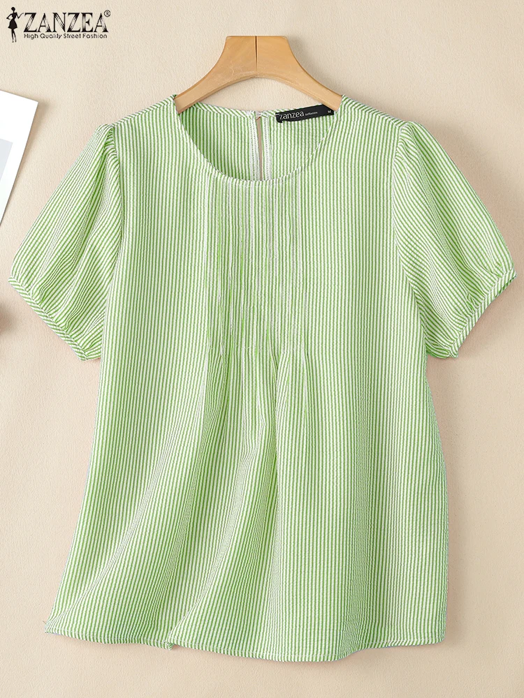 Летние женские топы 2025 ZANZEA, элегантные блузки в полоску с короткими рукавами, туника, модная рабочая рубашка OL, повседневная блузка с круглым вырезом, свободная сорочка
Летние женские топы 2025 ZANZEA, элегантные блузки в полоску с короткими рукавами, туника, модная рабочая рубашка OL, повседневная блузка с круглым вырезом, свободная сорочка