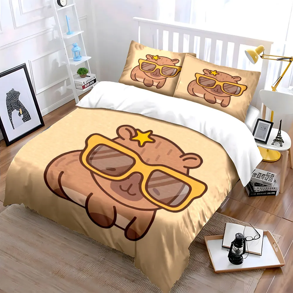 Cartoon Capybara Three-Piece Set Multiple sizes kid's and adults' bedroom Exquisite 3PC bedding set, gift
Cartoon Capybara Three-Piece Set Multiple sizes kid's and adults' bedroom Exquisite 3PC bedding set, gift