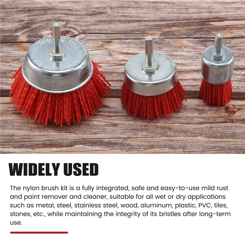 AB47-6Pcs Nylon Filament Abrasive Wire Brush Wheel & Cup Brush Set With 1/4 Inch Shank, 6 Sizes Nylon Drill Brush Set Perfect
AB47-6Pcs Nylon Filament Abrasive Wire Brush Wheel & Cup Brush Set With 1/4 Inch Shank, 6 Sizes Nylon Drill Brush Set Perfect