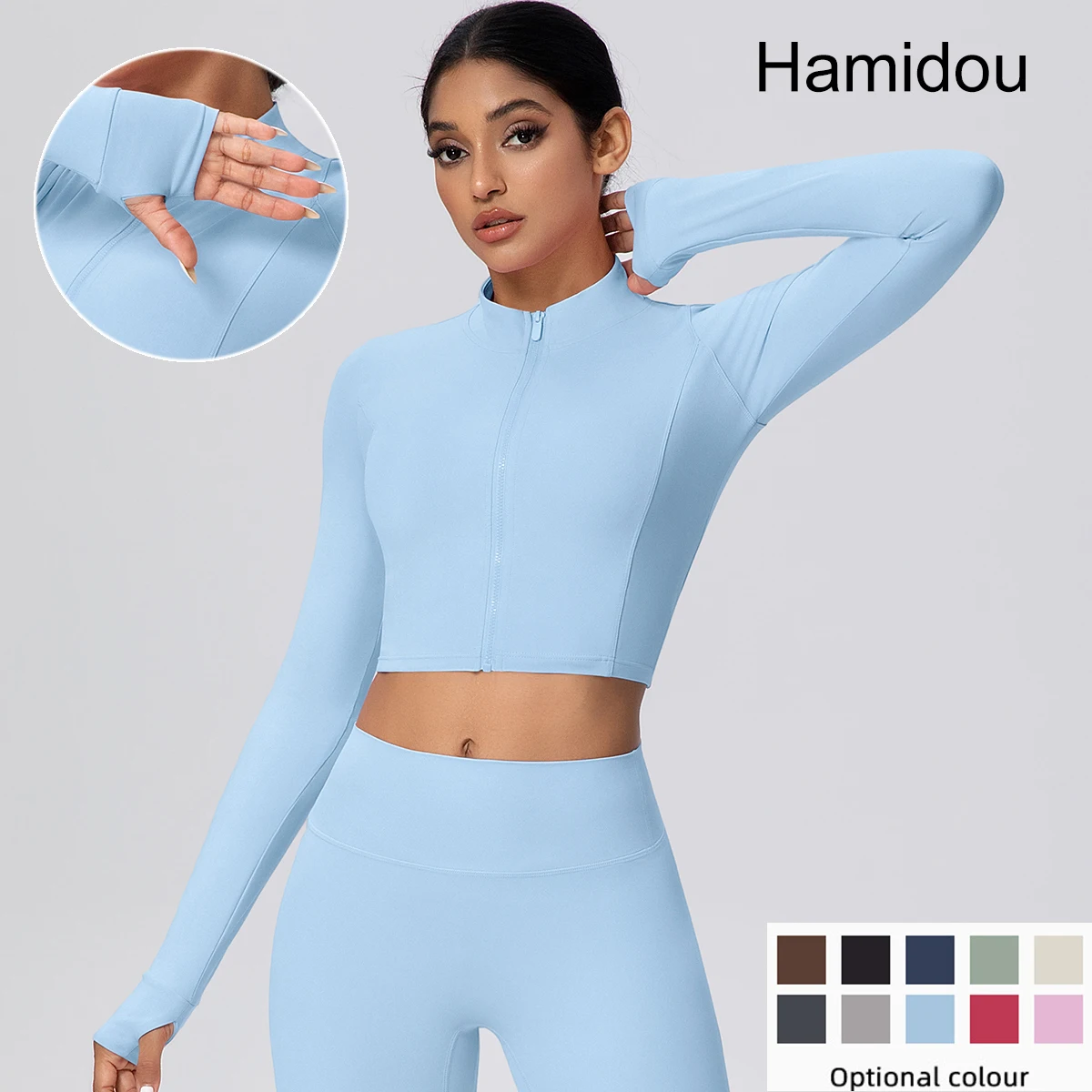 Scrunch Solid Color Zipper Long Sleeves Yoga Slim Casual Breathable Thumb Hole Yoga Coat Sports Running Gym Push Up Workout Top
Scrunch Solid Color Zipper Long Sleeves Yoga Slim Casual Breathable Thumb Hole Yoga Coat Sports Running Gym Push Up Workout Top