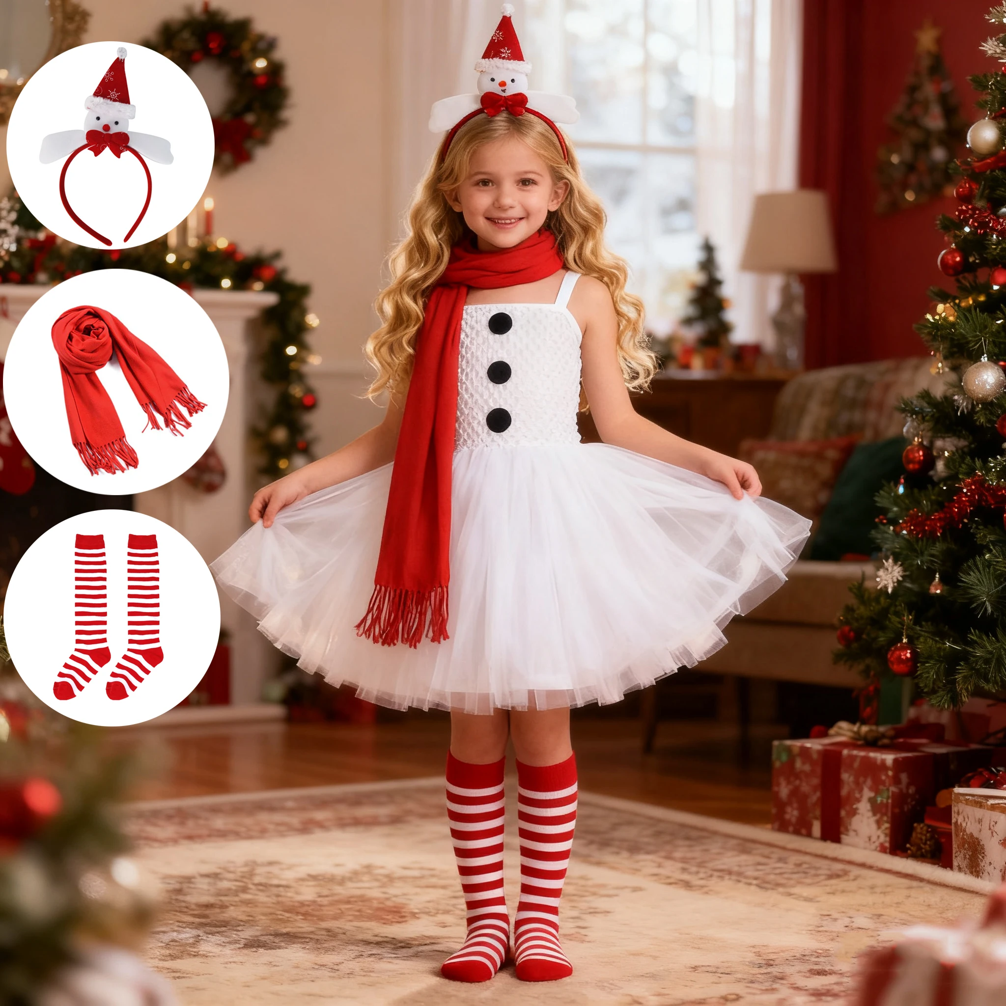 White Snowman Costumes for Girls Christmas Holiday Tutu Dress for Kids Xmas Carnival Clothes Children New Year Outfit with Scarf
White Snowman Costumes for Girls Christmas Holiday Tutu Dress for Kids Xmas Carnival Clothes Children New Year Outfit with Scarf