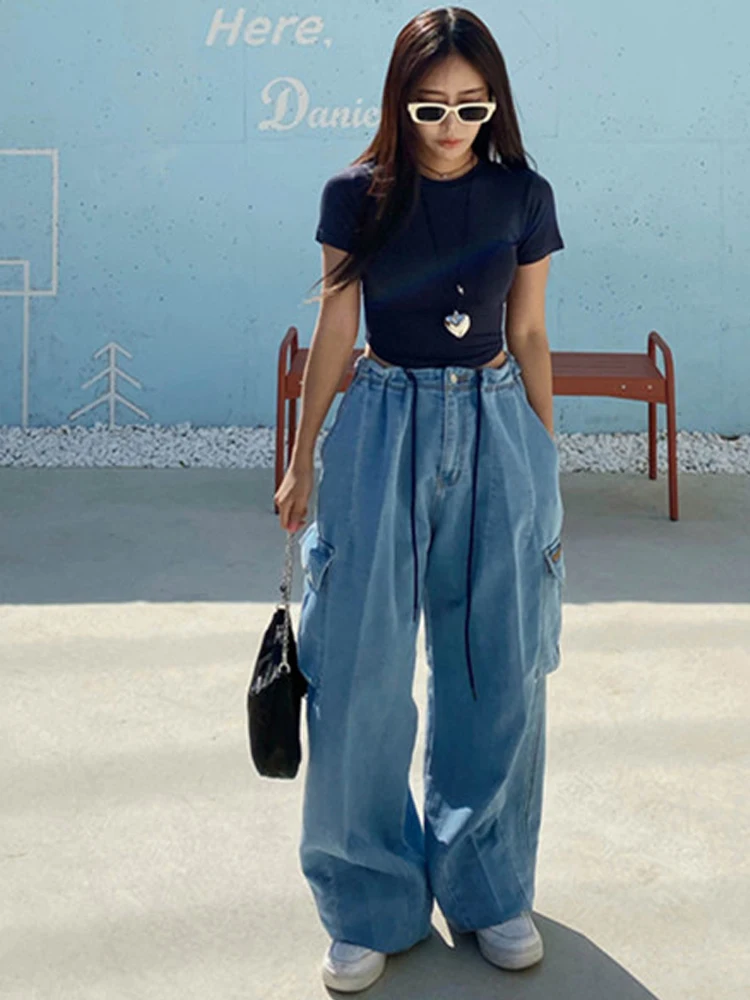 Loose Women's Jeans Dstring Hem Faionable Design Korean Sle High Waist Long Pants Casual Comfortable Denim Skinnies
Loose Women's Jeans Dstring Hem Faionable Design Korean Sle High Waist Long Pants Casual Comfortable Denim Skinnies