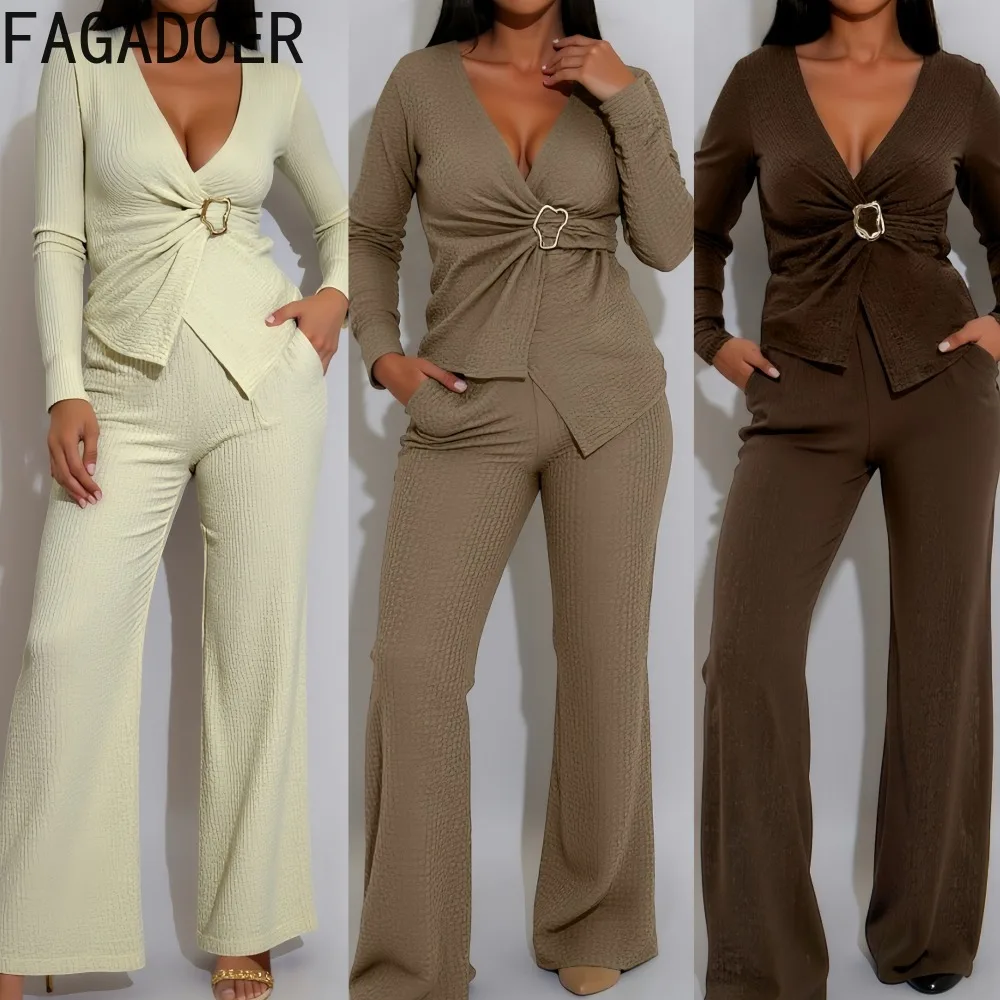FAGADOER Autumn New Ruched Patchwork 2 Pieces Set for Woman Outfits Deep V-neck Long Sleeve Crop Top and Pants Female Streetwear
FAGADOER Autumn New Ruched Patchwork 2 Pieces Set for Woman Outfits Deep V-neck Long Sleeve Crop Top and Pants Female Streetwear