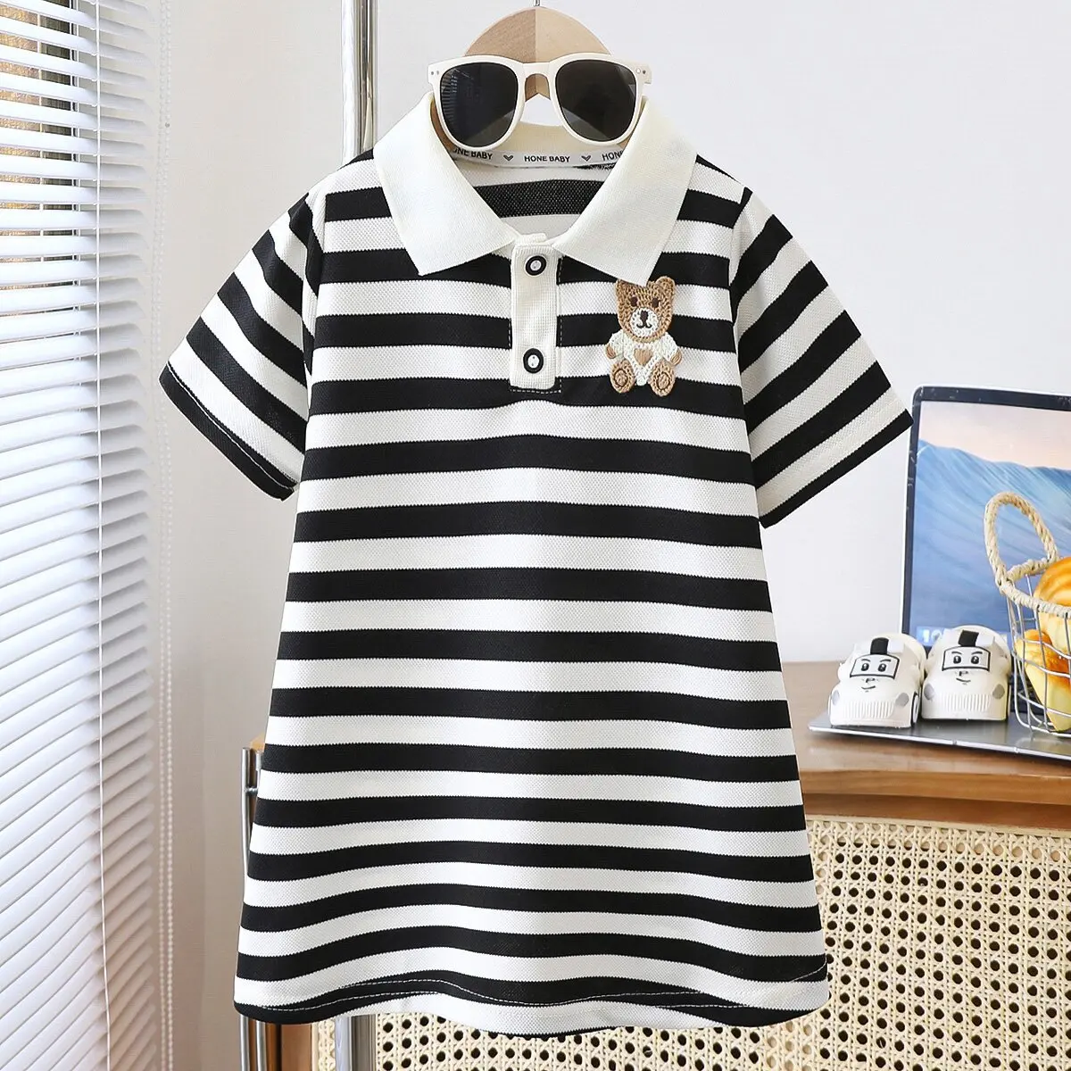 Summer Girl Dress Bear Embroidered Polo Neck Dresses 2025 Striped A-line Skirt Princess Skirt Soft Comfortable Children Clothes
Summer Girl Dress Bear Embroidered Polo Neck Dresses 2025 Striped A-line Skirt Princess Skirt Soft Comfortable Children Clothes