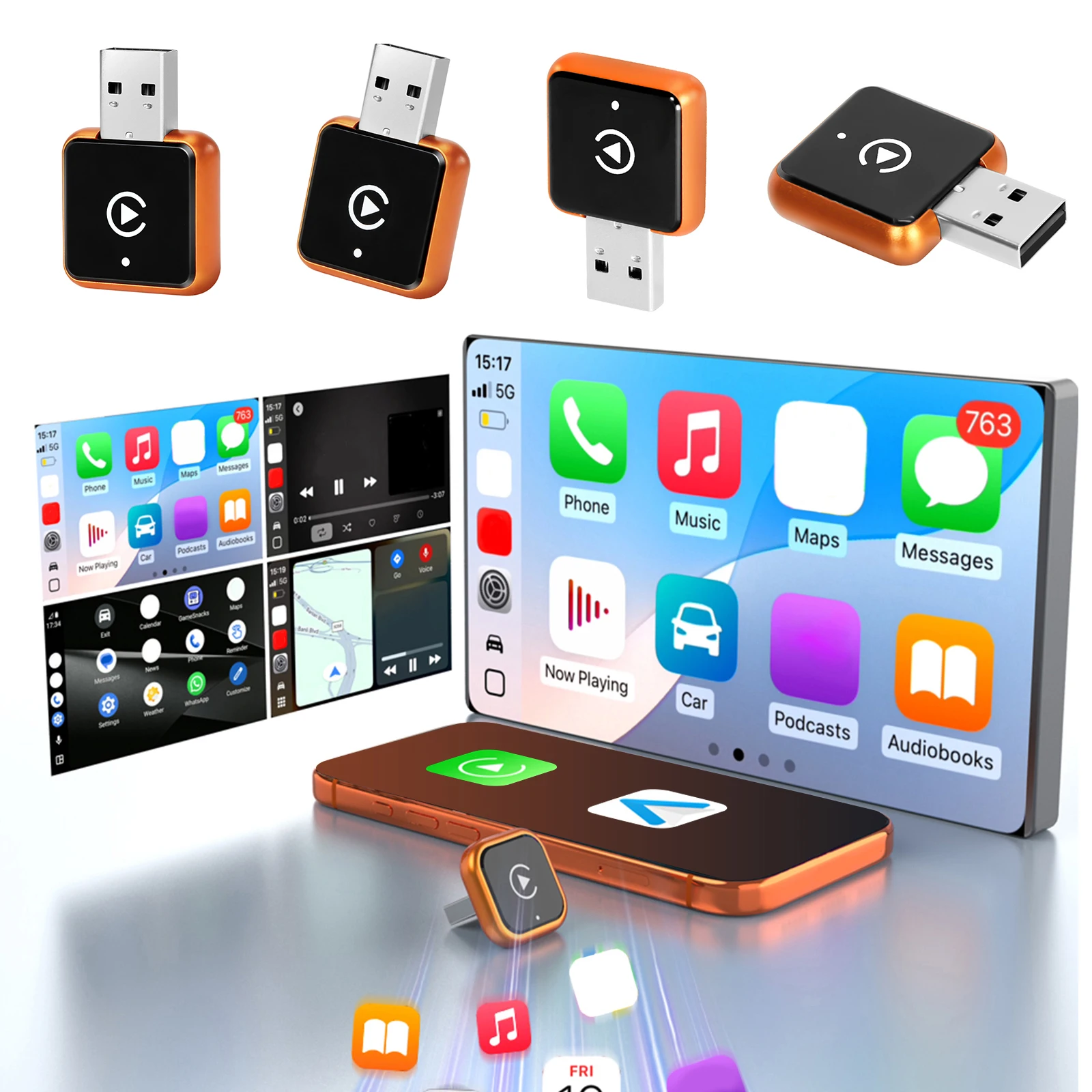 2-in-1 Carplay and Android Auto Adapter Plug & Play Wireless CarPlay & Android Auto Adapter USB Dongle for Factory Wired Cars
2-in-1 Carplay and Android Auto Adapter Plug & Play Wireless CarPlay & Android Auto Adapter USB Dongle for Factory Wired Cars