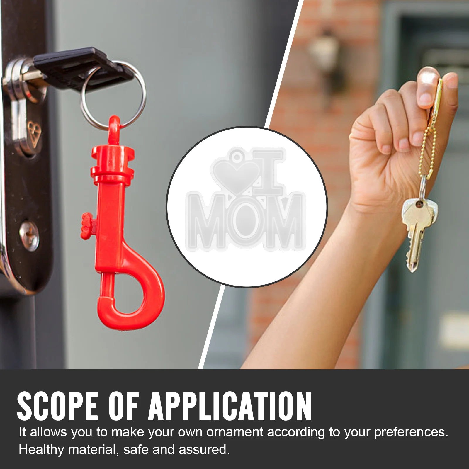 2Pcs Silicone Key Pendant Mold DIY Keychain Making Molds Simple Safe Mother's Day Gift Craft Supplies Mother's Day Keychain Mold
2Pcs Silicone Key Pendant Mold DIY Keychain Making Molds Simple Safe Mother's Day Gift Craft Supplies Mother's Day Keychain Mold