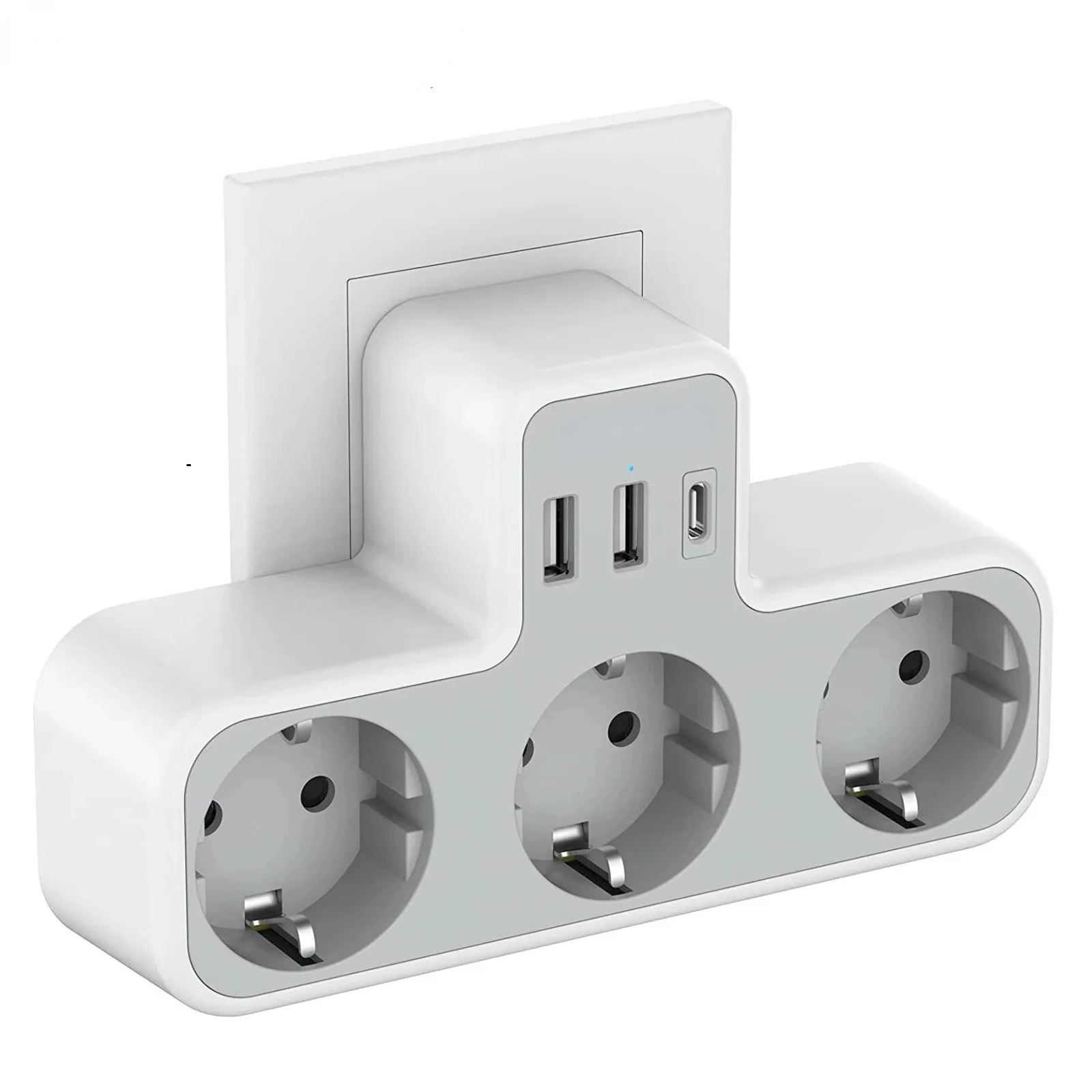 EU Plug Power Strip with 3 AC Outlets +2 USB Ports+ 1 Type C, 6-in-1 Plug Socket Adapter Wall Charger for Home Office
EU Plug Power Strip with 3 AC Outlets +2 USB Ports+ 1 Type C, 6-in-1 Plug Socket Adapter Wall Charger for Home Office