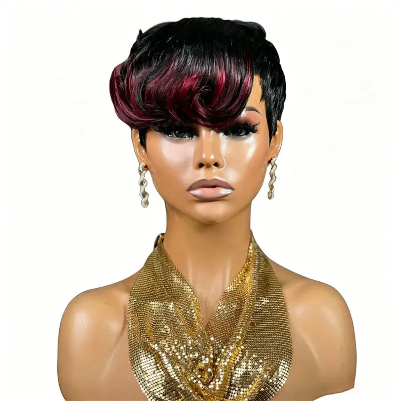 Short Pixie Cut Wig Black With Burgundy Highlights Full Machine Made With Bangs Soft Smooth Perfect For Women Carnival Party
Short Pixie Cut Wig Black With Burgundy Highlights Full Machine Made With Bangs Soft Smooth Perfect For Women Carnival Party
