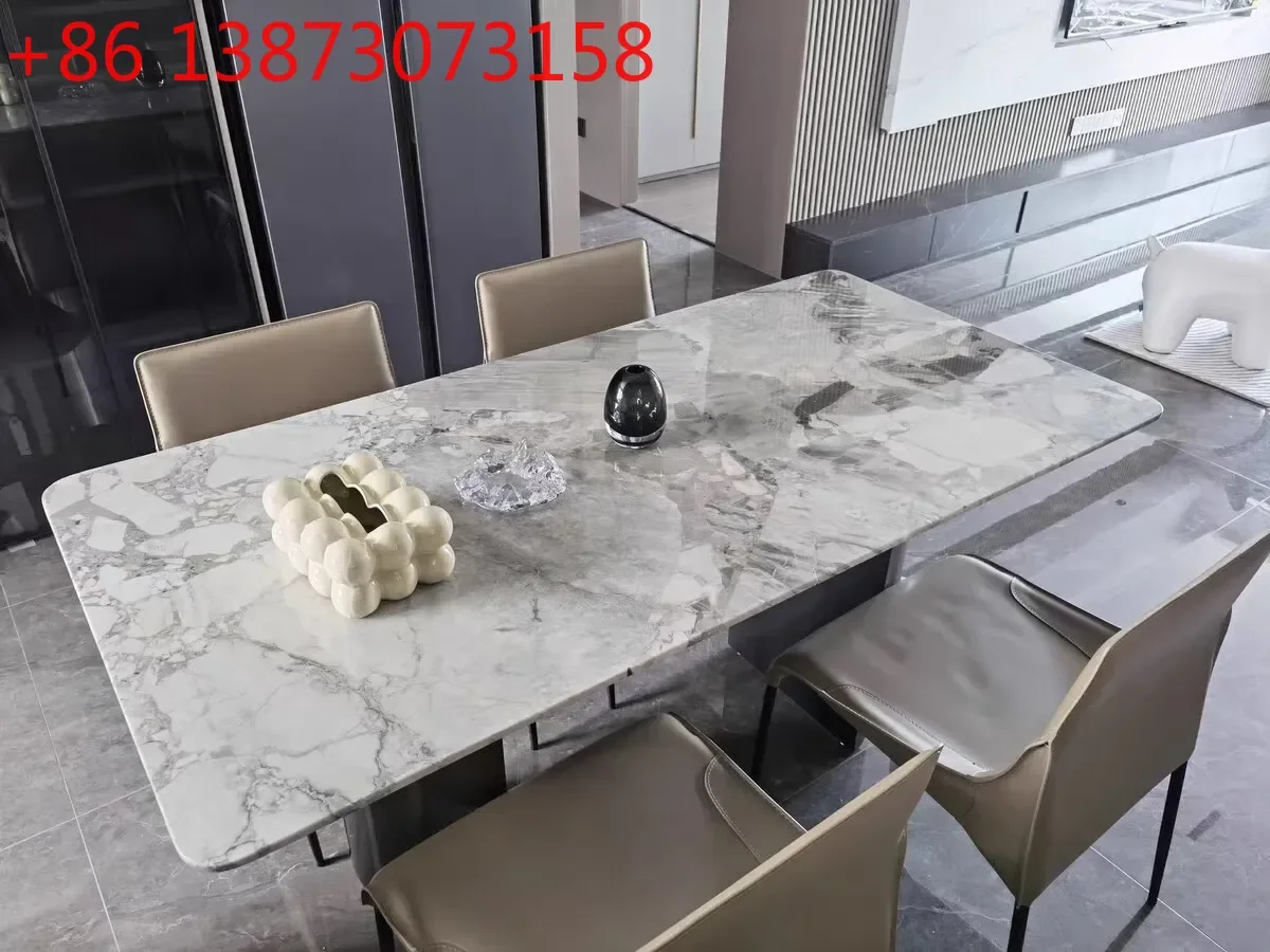 Pure natural, marble luxury stone dining table Italian minimalist high-end rectangular dining table9344
Pure natural, marble luxury stone dining table Italian minimalist high-end rectangular dining table9344