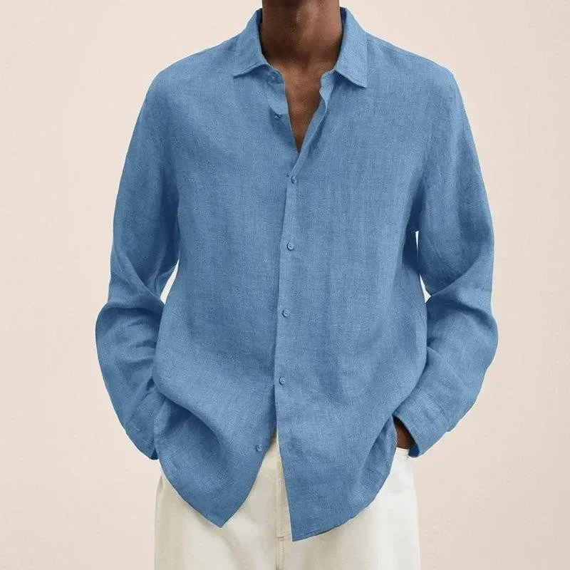 Mens Top New Casual Loose Fitting Shirt Solid Color Long Sleeved Lapel Cardigan Shirts for Men
Mens Top New Casual Loose Fitting Shirt Solid Color Long Sleeved Lapel Cardigan Shirts for Men