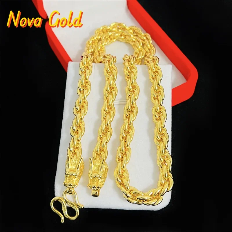 NovaGlod Luxury 24K real gold twine Dragon Head Necklace for men and women au9999 Quality gold twist chain Fashion accessory
NovaGlod Luxury 24K real gold twine Dragon Head Necklace for men and women au9999 Quality gold twist chain Fashion accessory