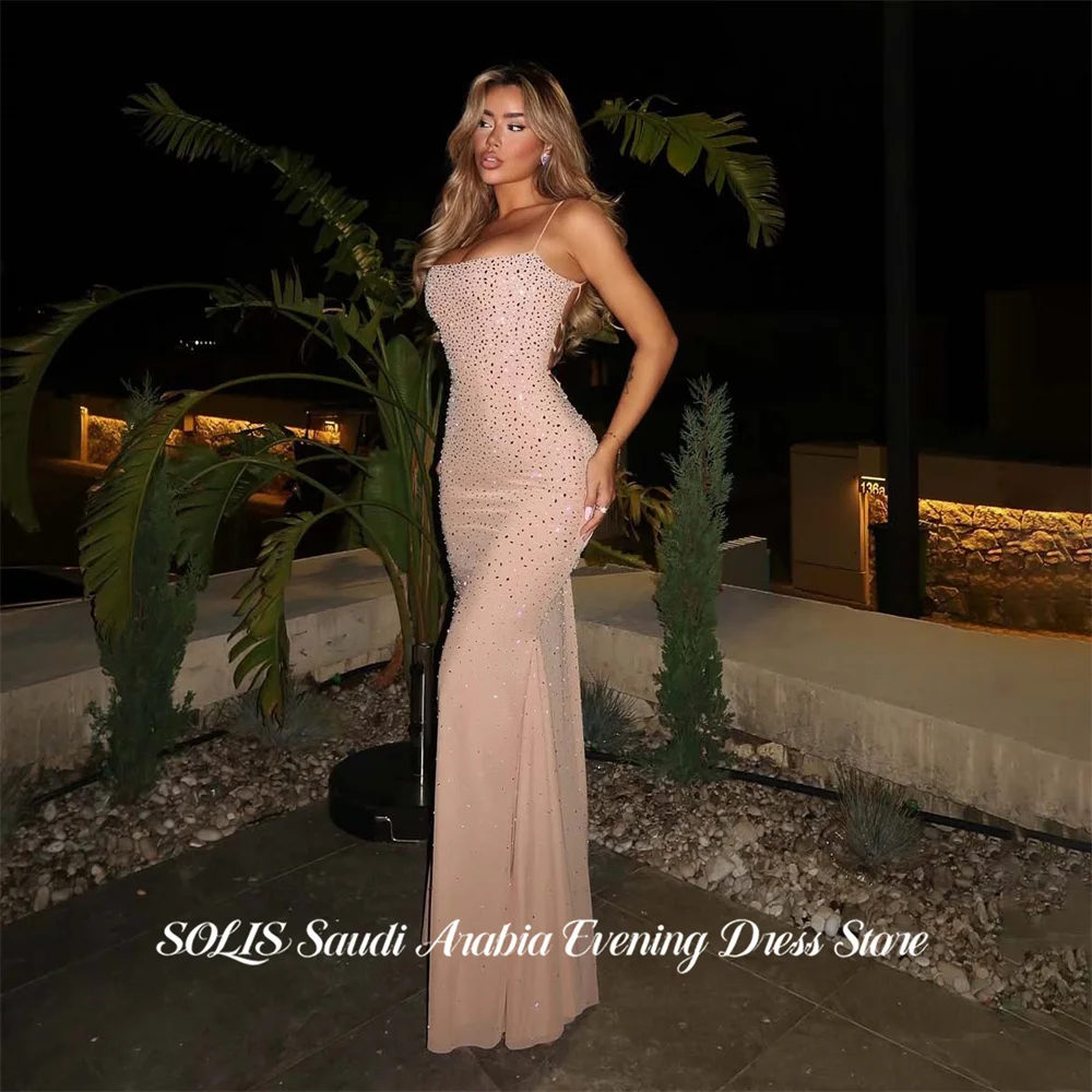 SOLIS Light Pink Evening Dress Spaghetti Strap Mermaid Party Dresses Lace Up Open Back Prom Gown Sweet robes du soir Customized
SOLIS Light Pink Evening Dress Spaghetti Strap Mermaid Party Dresses Lace Up Open Back Prom Gown Sweet robes du soir Customized