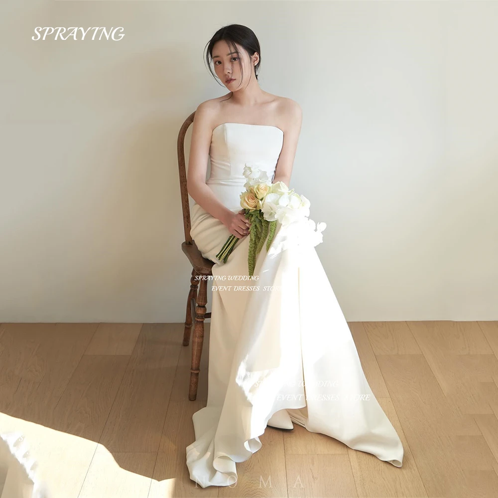 SPRAYING Simple Korea Strapless Mermaid Wedding Dress Photo Shoot Strapless Sleeveless Floor Length Bridal Dresses Custom Made
SPRAYING Simple Korea Strapless Mermaid Wedding Dress Photo Shoot Strapless Sleeveless Floor Length Bridal Dresses Custom Made