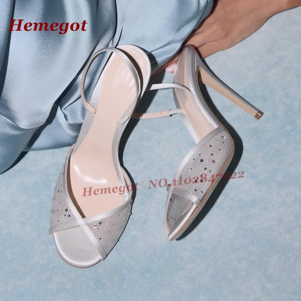 Silver Rhinestones Cross Mesh Sandals Peep Toe Stiletto Heels Splicing Women's Sandals Summer Side Air Slingback Elegant Shoes
Silver Rhinestones Cross Mesh Sandals Peep Toe Stiletto Heels Splicing Women's Sandals Summer Side Air Slingback Elegant Shoes